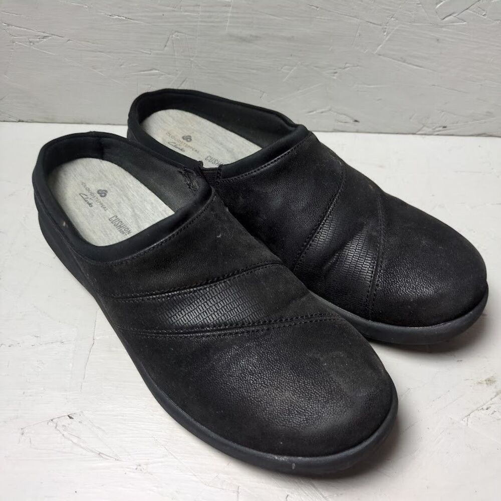 CLOUDSTEPPERS by Clarks Womens 9.5 Slip On Clogs Sillian Soft Cushion Black
